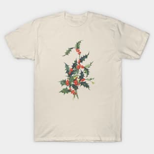 Vintage Holly Botanical Illustration T-Shirt